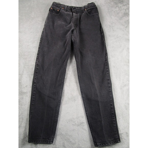 Vintage Levis 551 Jeans Womens 12 Black Denim Relaxed Fit Tapered Leg 90s USA - Picture 1 of 9